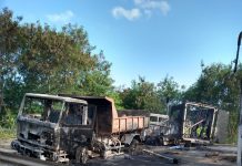 Após caminhões serem queimados, Saae suspende manutenções no Vitória Régia